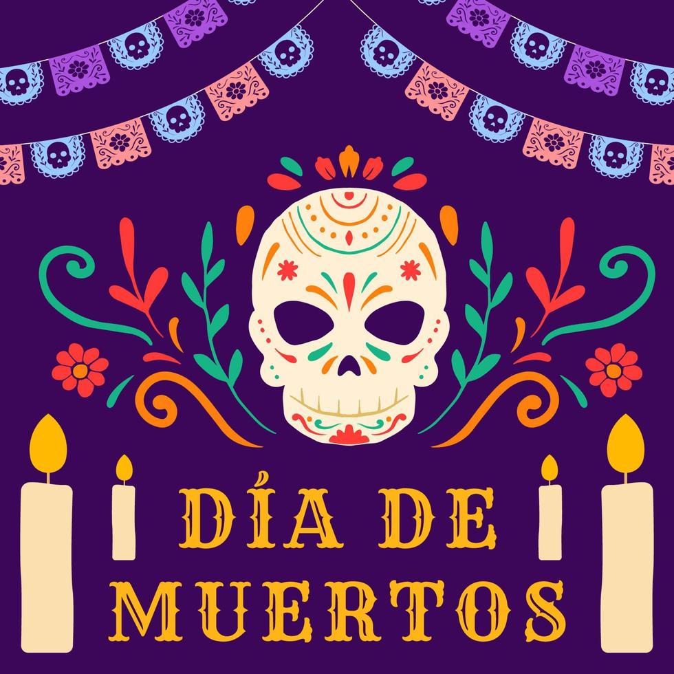 ilustración de dia de muertos en diseño de estilo plano vector