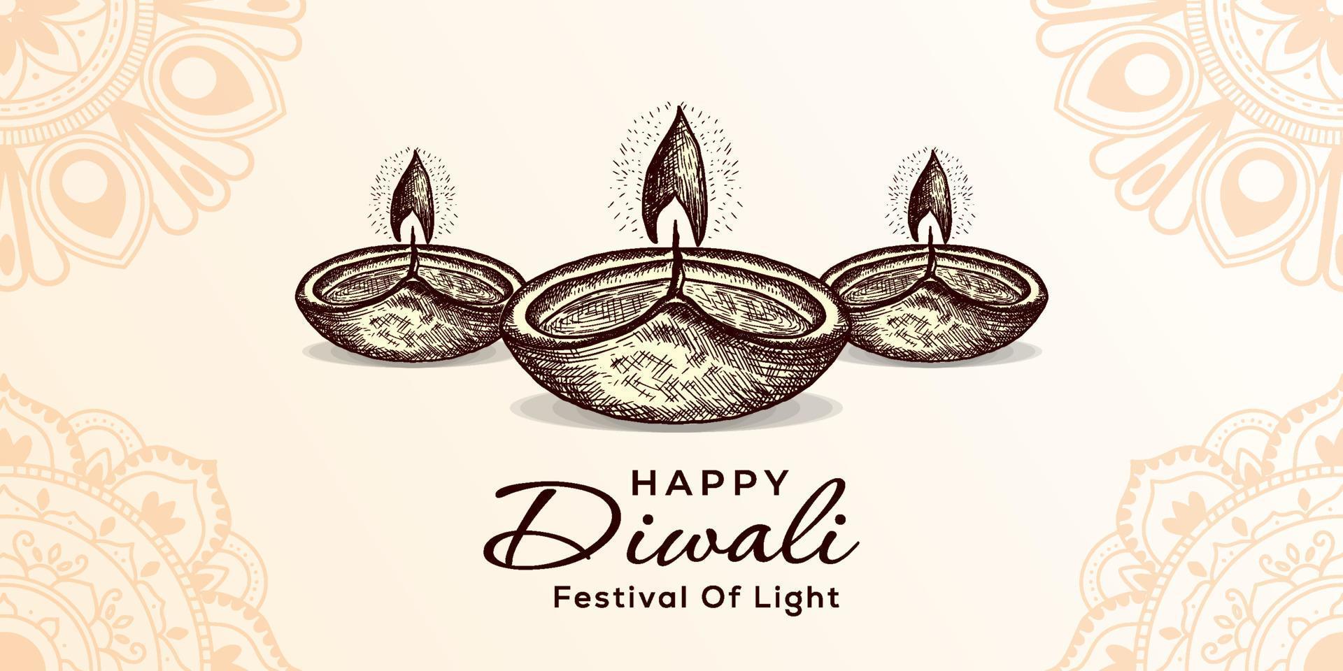 hand drawn diwali festival background illustration vector