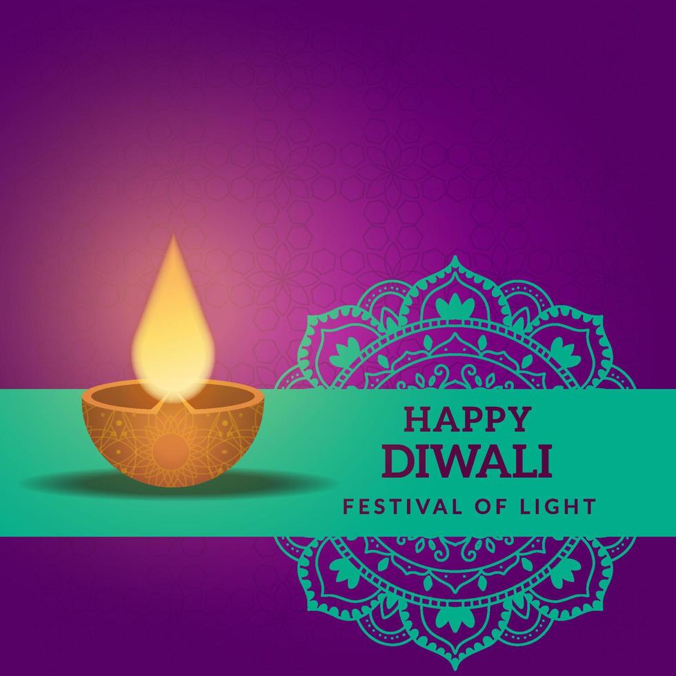 happy diwali with rangoli in decoration vector