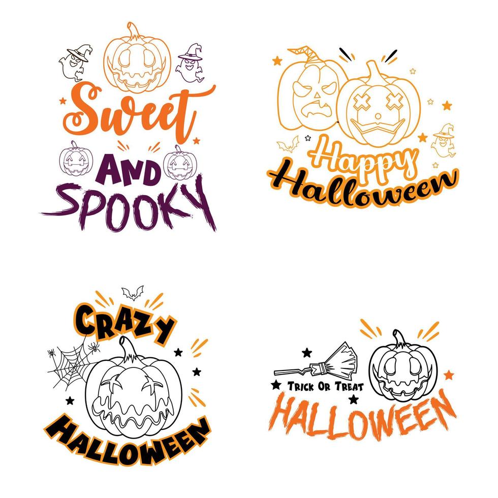 conjunto de tipografía de letras de halloween. feliz diseño tipográfico de halloween. vector