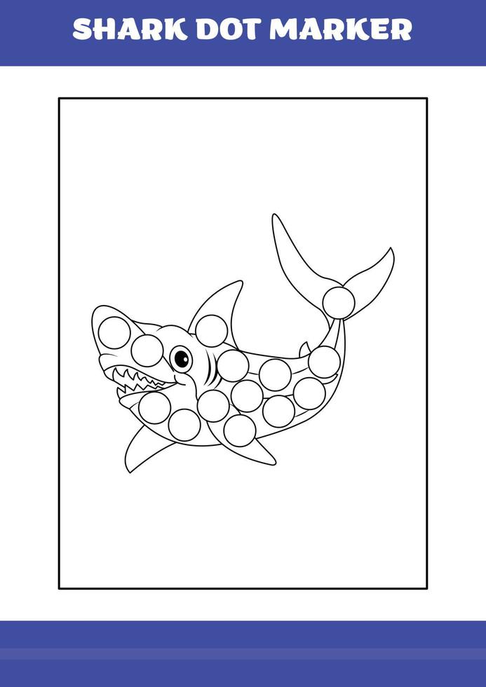 Shark dot marker Page for kids. Shark dot marker book for relax and meditation. vector