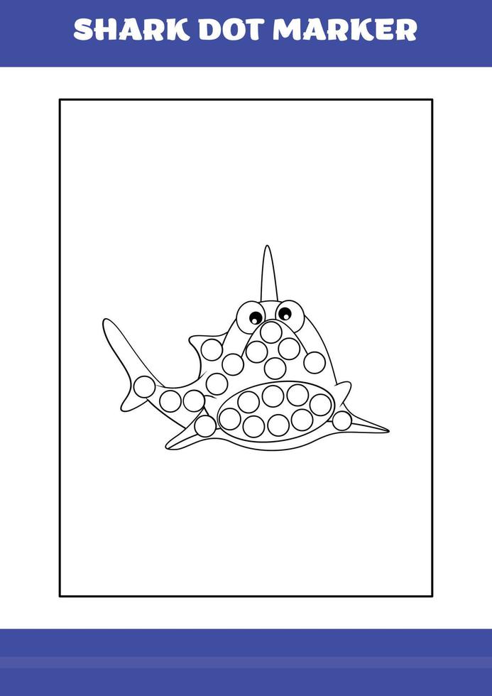 Shark dot marker Page for kids. Shark dot marker book for relax and meditation. vector