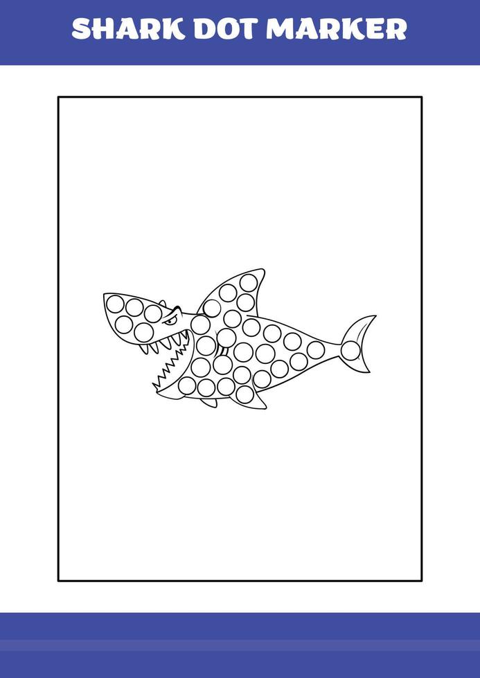 Shark dot marker Page for kids. Shark dot marker book for relax and meditation. vector