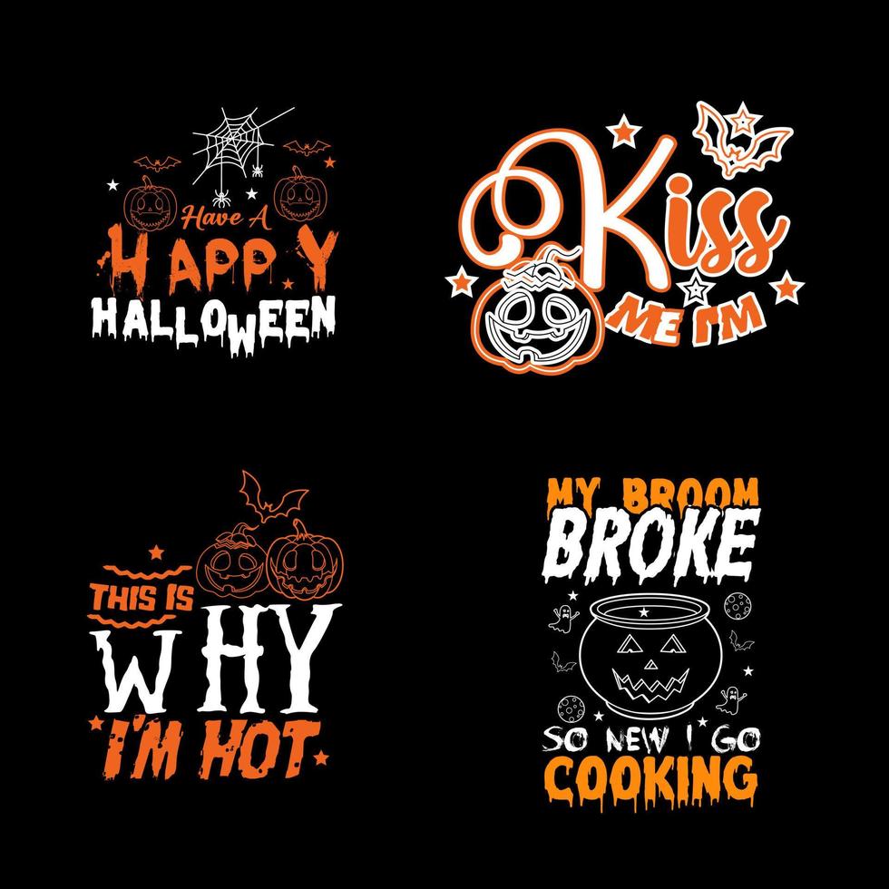 Halloween lettering typography set. Happy Halloween typography Design. vector