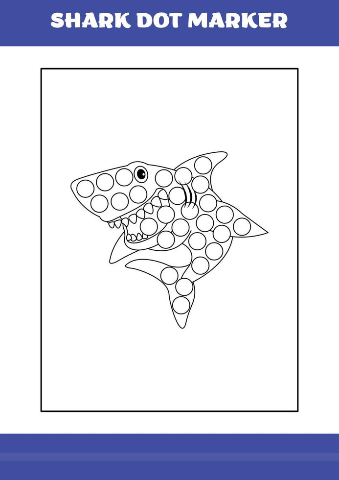 Shark dot marker Page for kids. Shark dot marker book for relax and meditation. vector