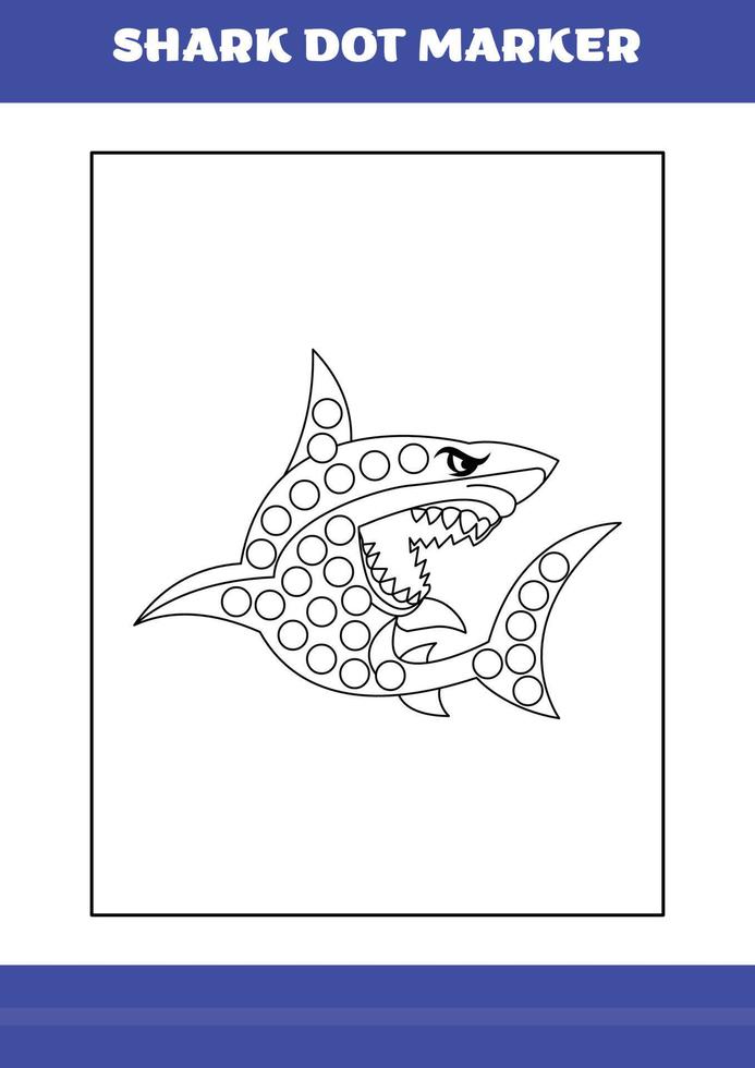 Shark dot marker Page for kids. Shark dot marker book for relax and meditation. vector