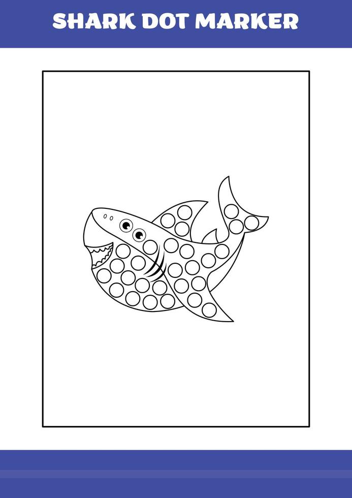 Shark dot marker Page for kids. Shark dot marker book for relax and meditation. vector