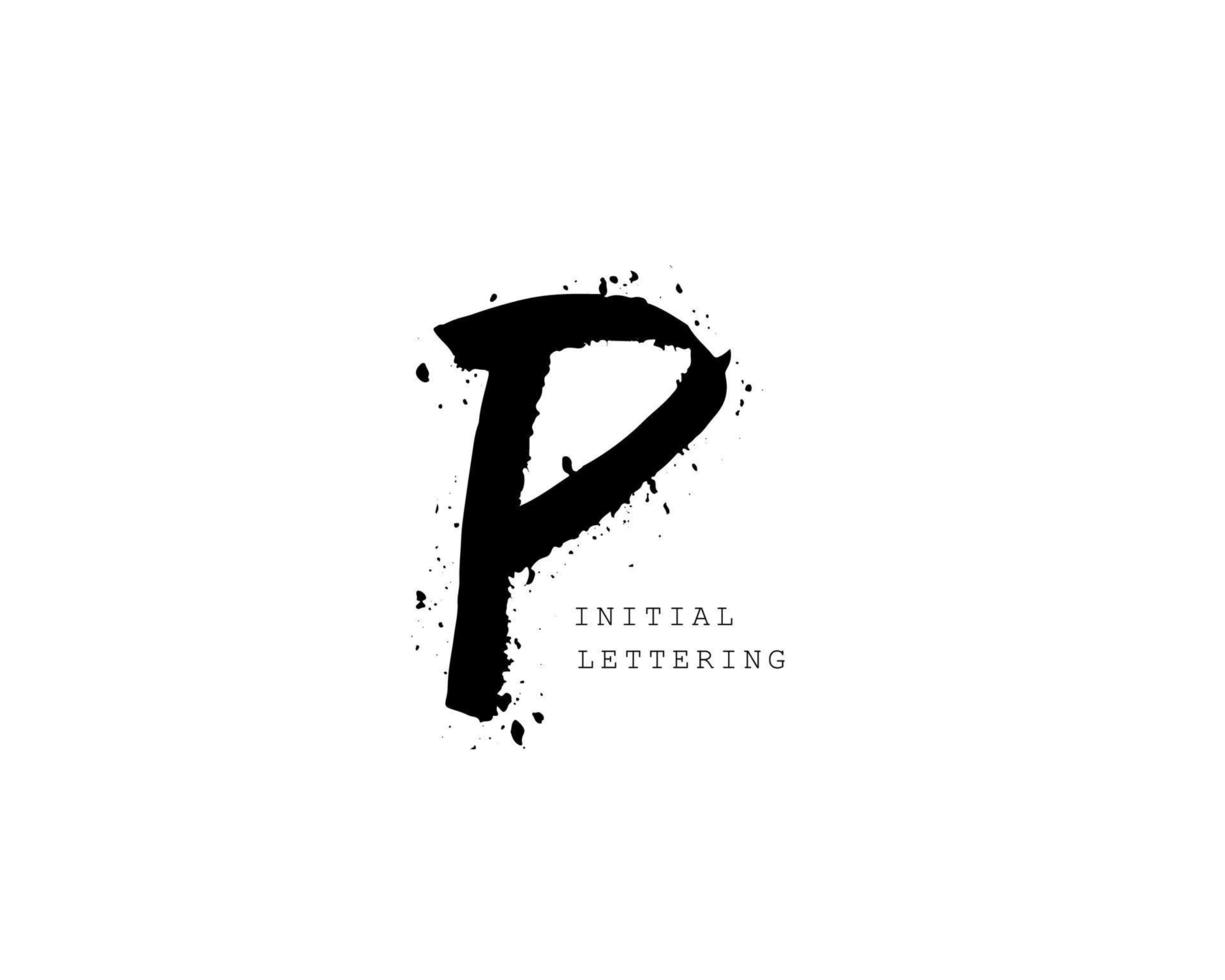 p letra inicial de pincel o logotipo escrito a mano para la identidad. logo con firma y estilo dibujado a mano. vector