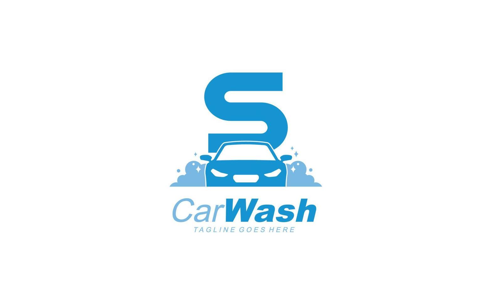 S logo carwash for identity. car template vector illustration for your brand.