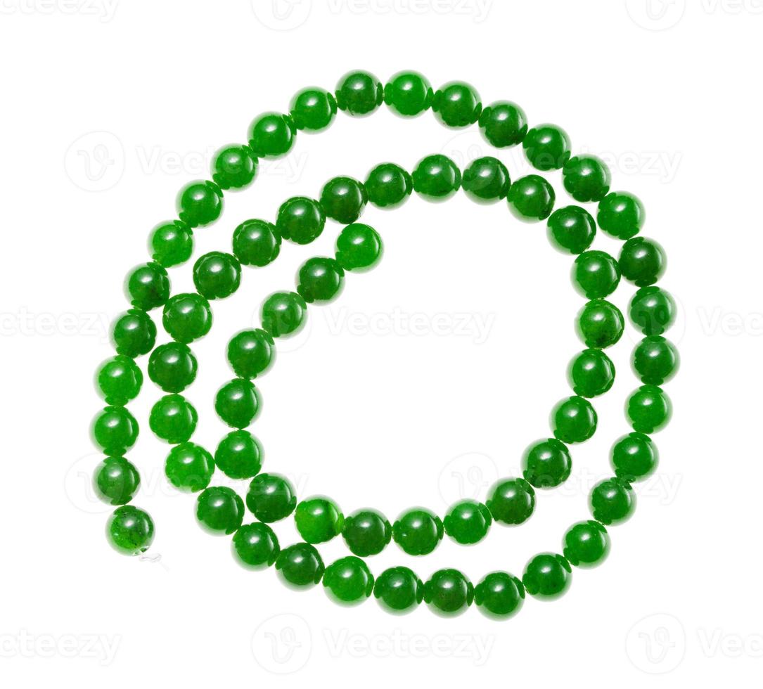 string of beads from green nephrite gemstones photo