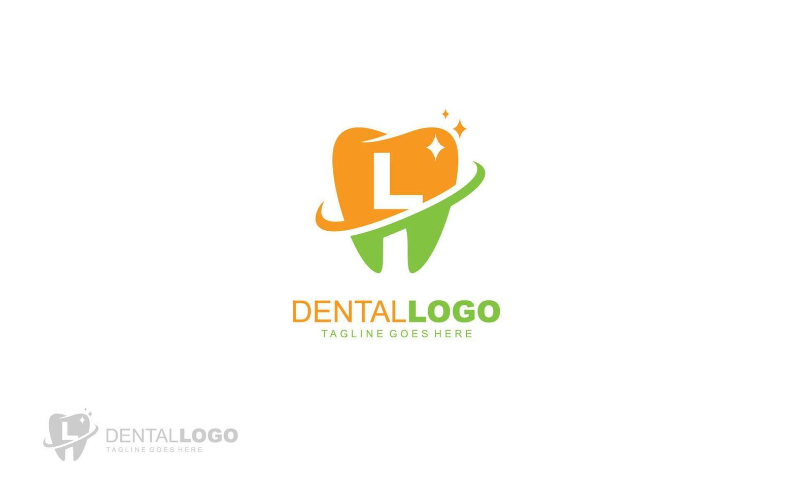 L logo dentist for branding company. letter template vector illustration for your brand.