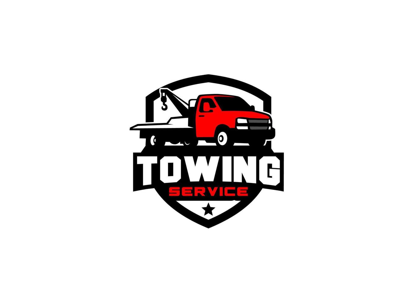 Towing service logo vector for transportation company. Heavy equipment template vector illustration for your brand.