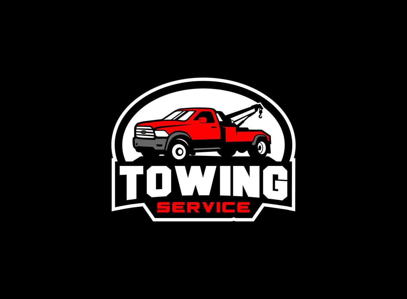 Towing service logo vector for transportation company. Heavy equipment template vector illustration for your brand.