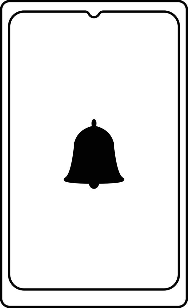 Smartphone with bell notification simple thin line icon for design element vector