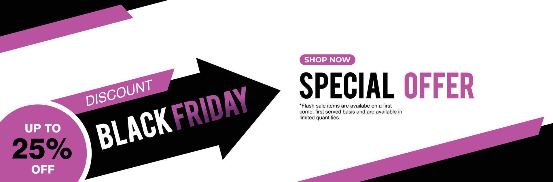 Black friday discount offer, clearance, promotion banner layout with advertising template. vector