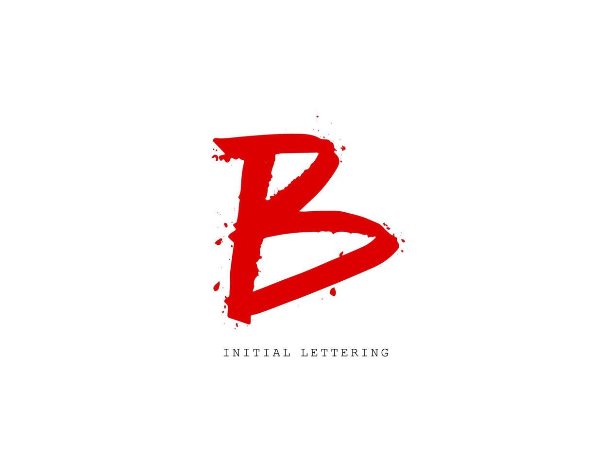 B Initial brush handwriting or handwritten logo for identity. Logo with signature and hand drawn style. vector