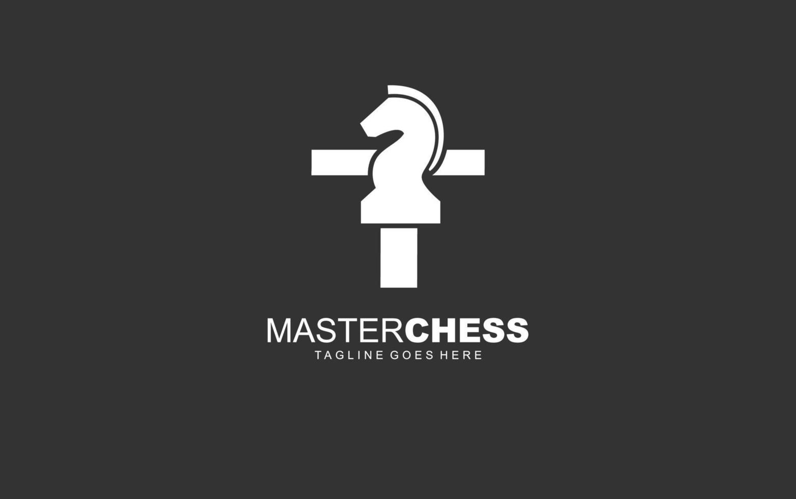 T logo CHESS for branding company. HORSE template vector illustration for your brand.