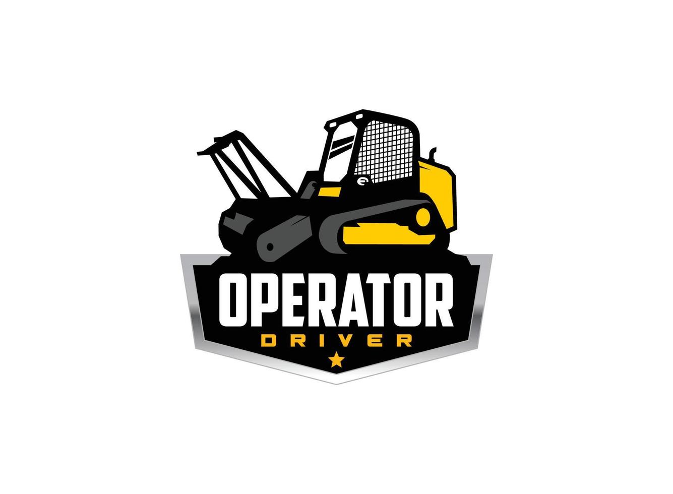 Skid steer logo vector for construction company. Heavy equipment template vector illustration for your brand.