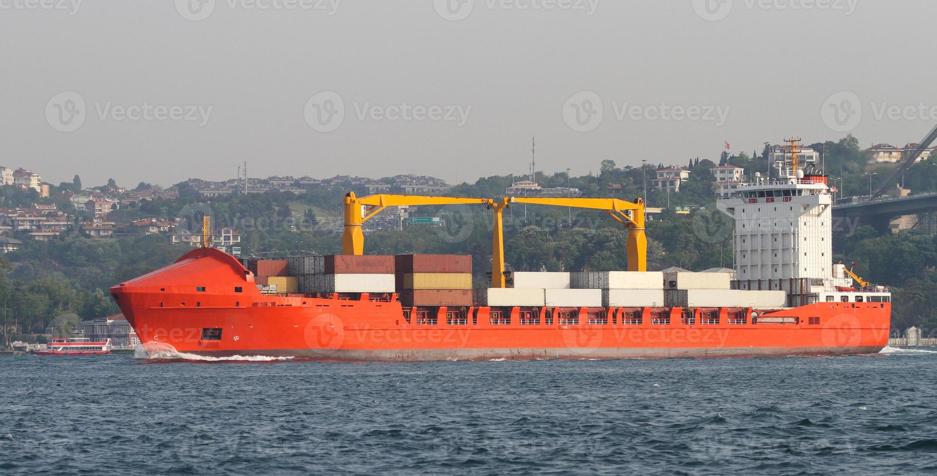 Container ship in sea photo