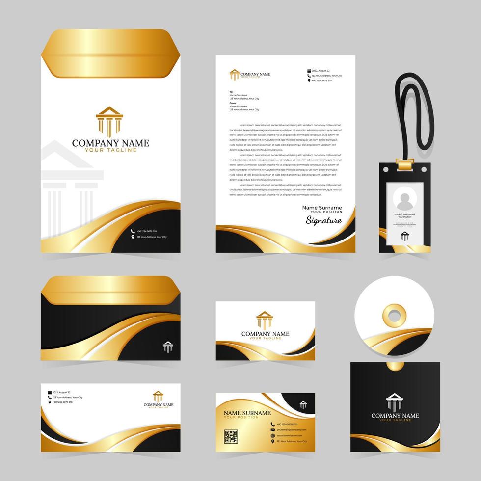 kit de negocios creativo blanco y dorado vector