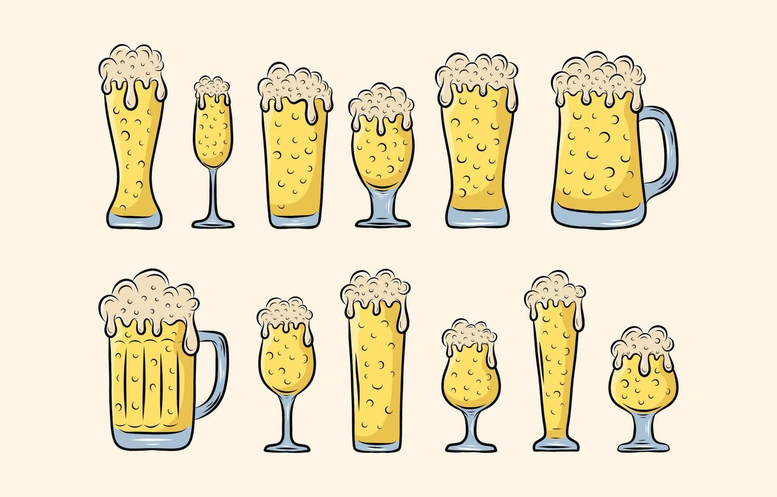 Octoberfest Hand Drawn Beer Icons Collection vector