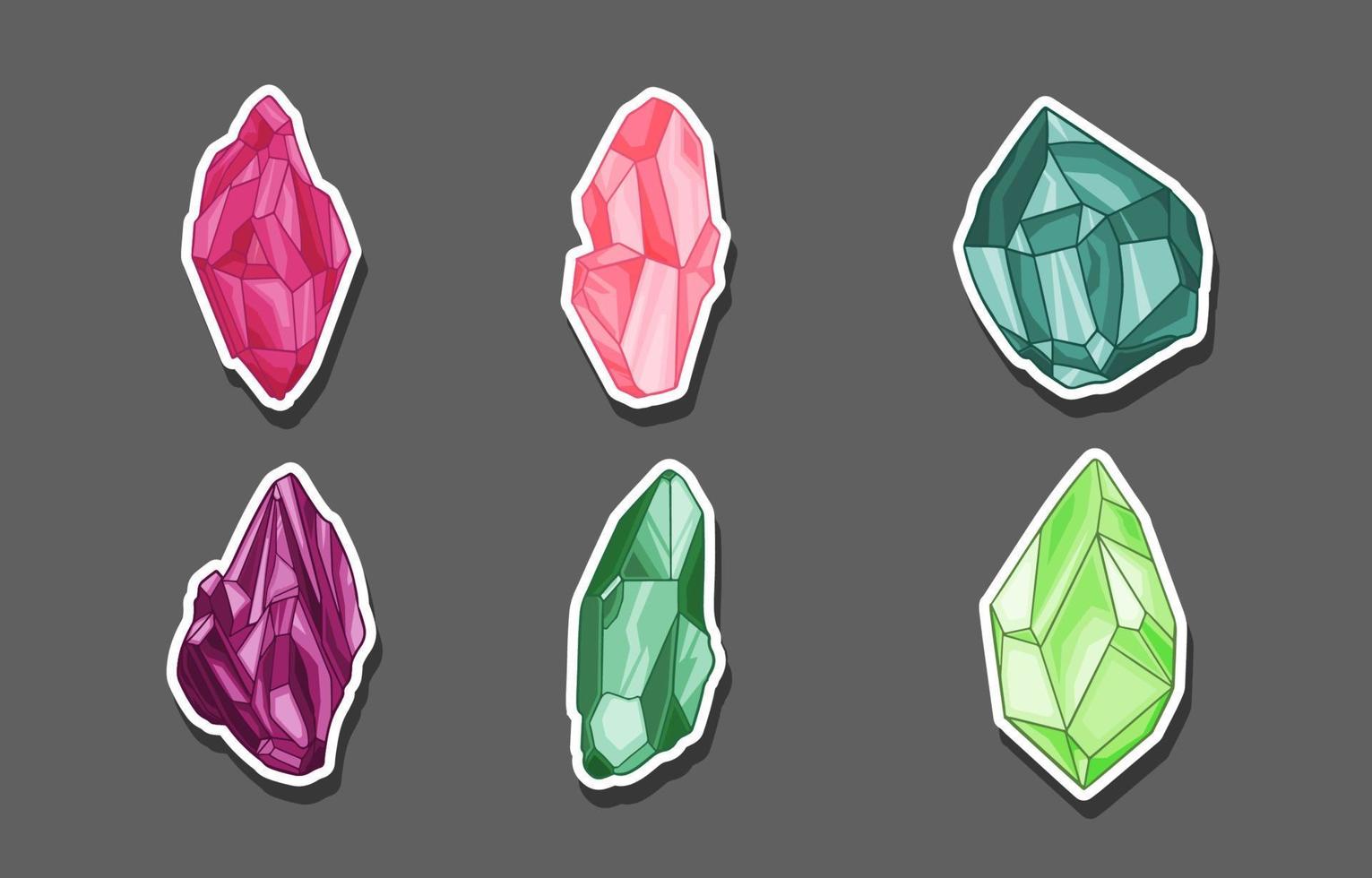 Hand Drawn Realistic Gemstones Sticker vector