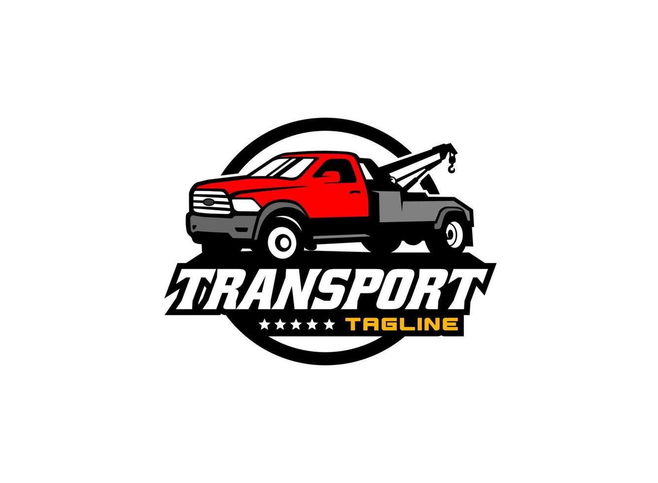 Towing service logo vector for transportation company. Heavy equipment template vector illustration for your brand.