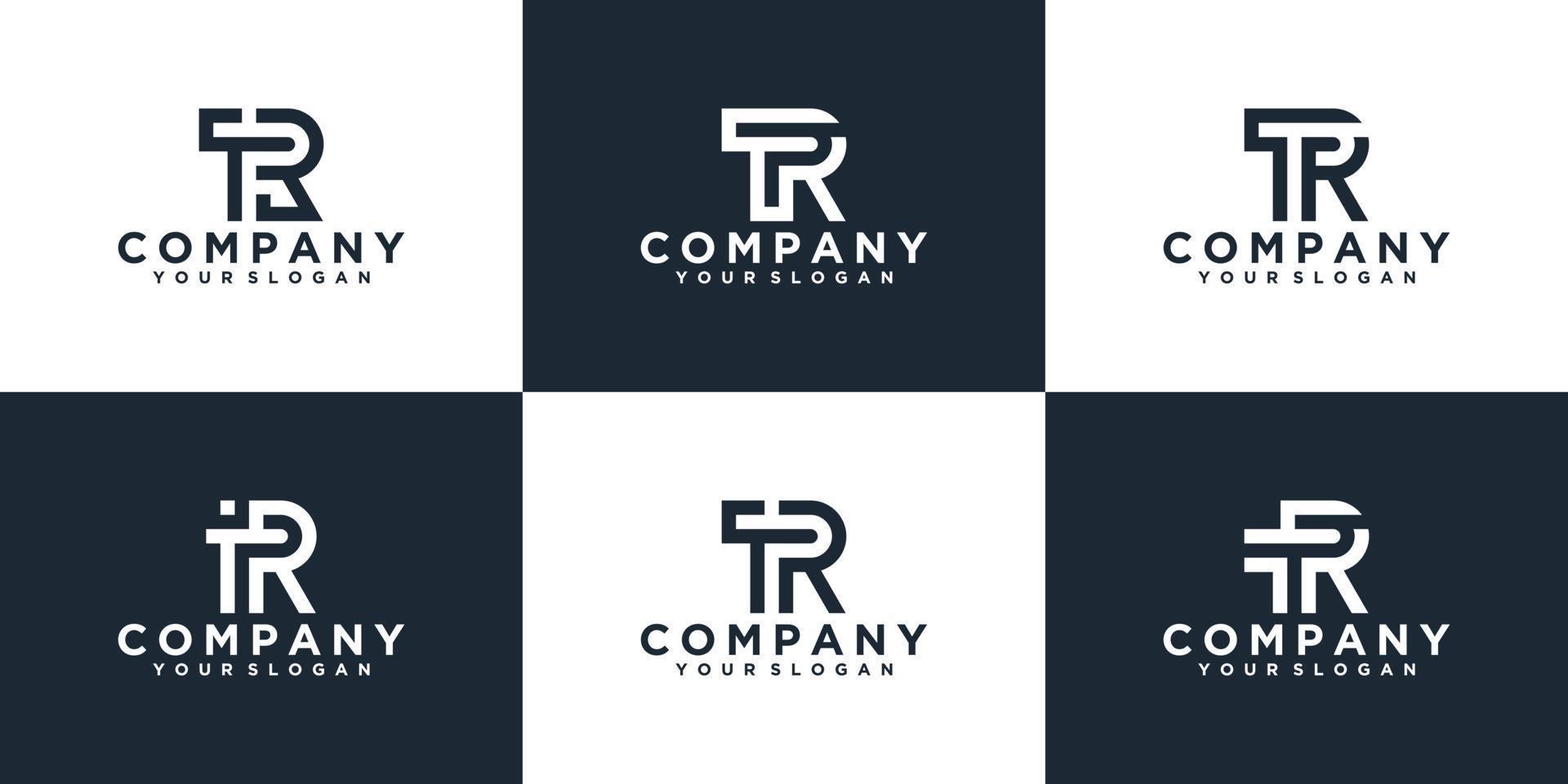 Set of creative monogram letter tr logo design inspiration template for consulting, initials, financial companies vector