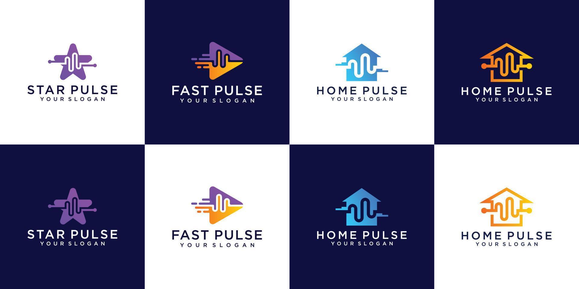 Set Pulse Logo Designs Concept vector