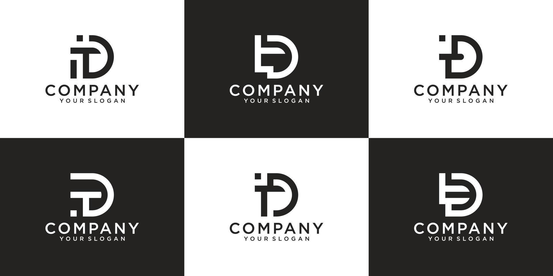 conjunto de inspiración creativa para el diseño del logotipo td de la letra del monograma vector