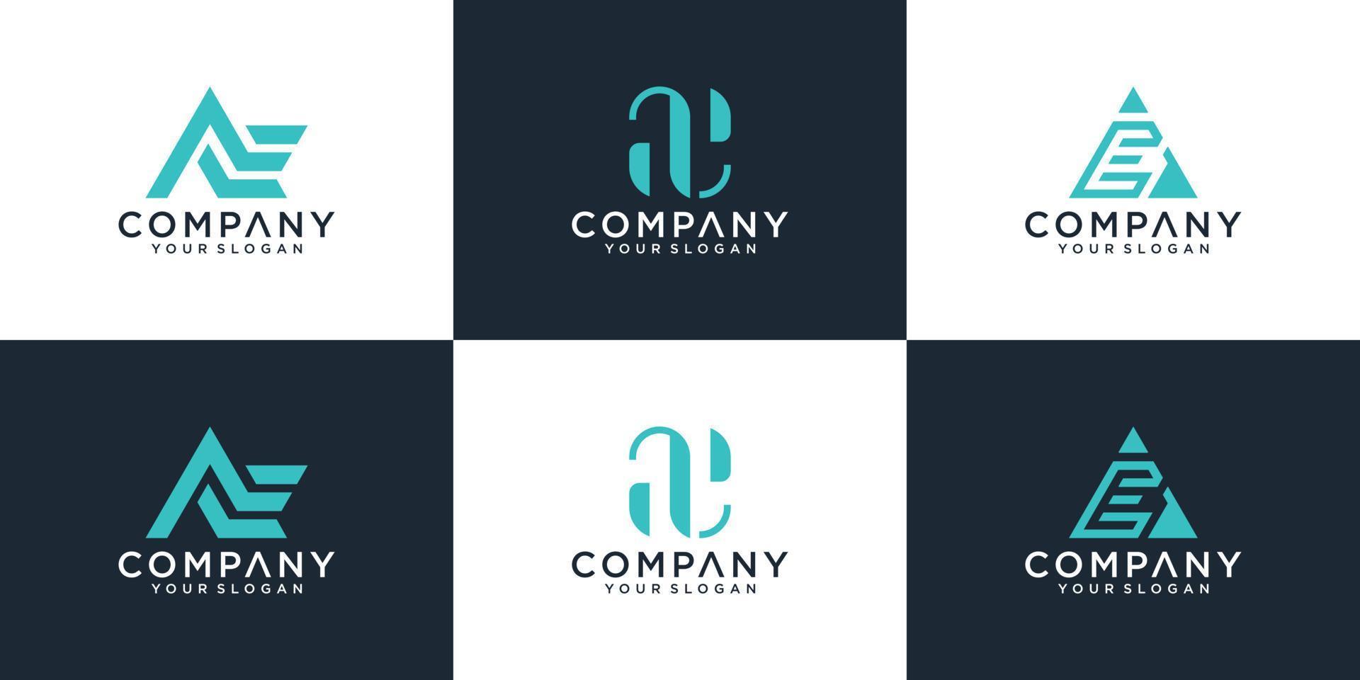 conjunto de plantilla de inspiración de diseño de logotipo ae de letra de monograma creativo para consultoría, iniciales, empresas financieras vector