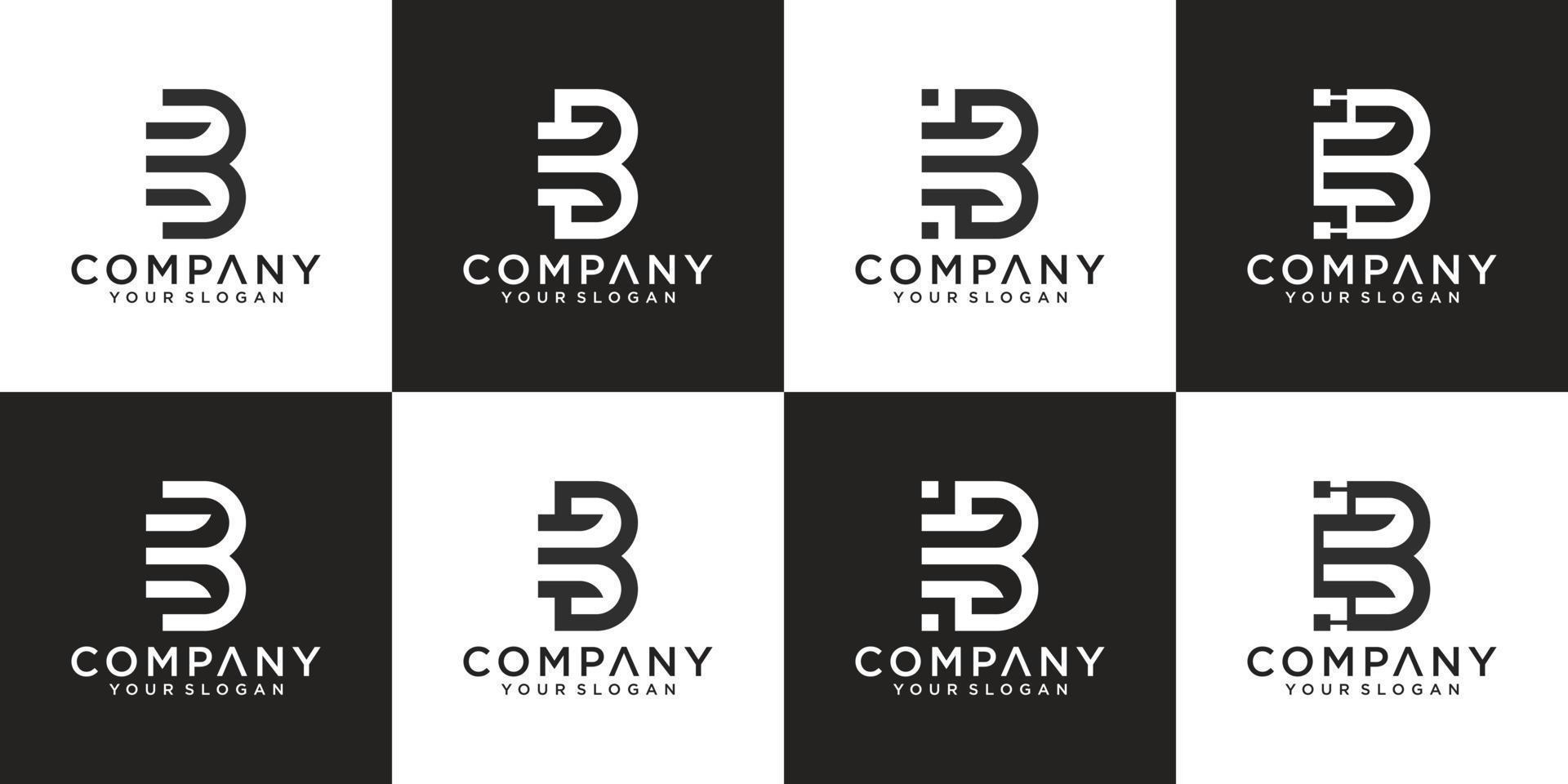 Set of monogram creative letter eb logo template. icons for business of luxury, elegant, simple vector