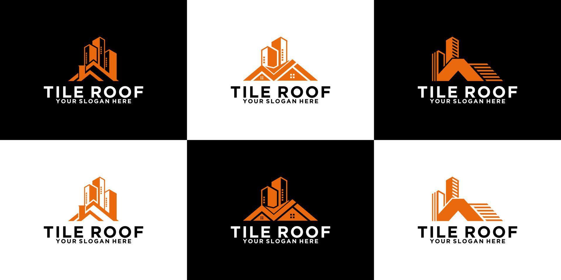 inspiración de diseño de logotipo plano de techo de casa moderna vector