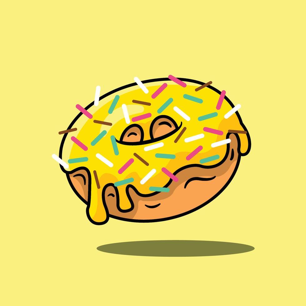 Donut with Banana Melted Topping vector