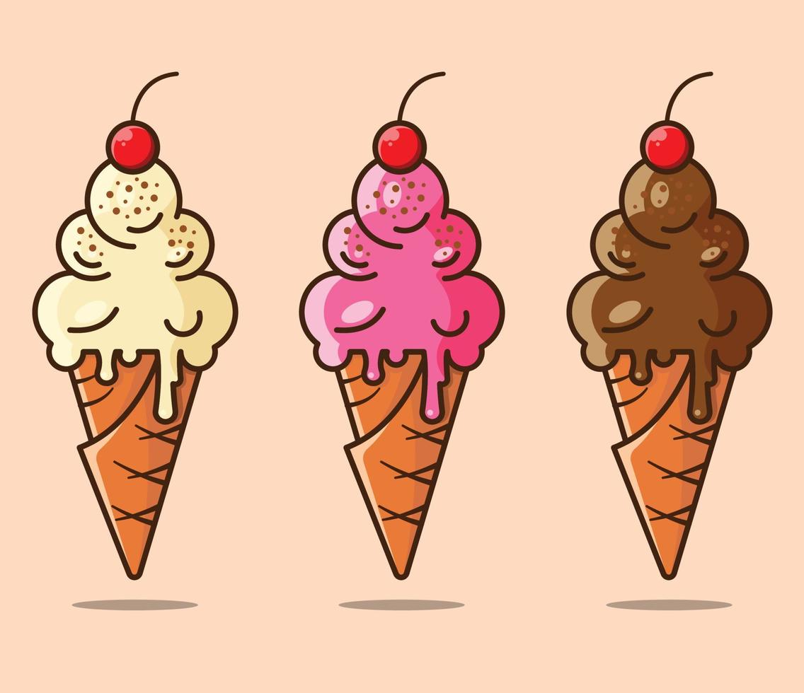 Ice Cream with Waffle Cone vector