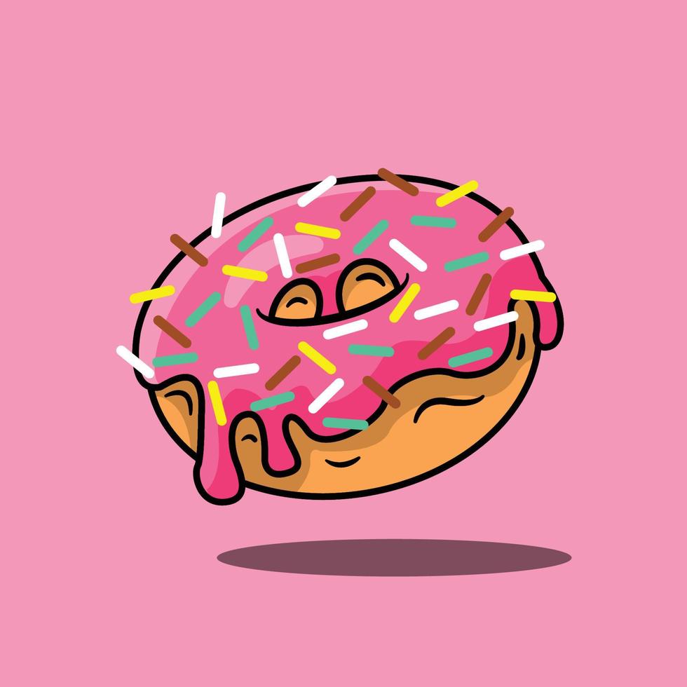 donut con cobertura de fresa derretida vector