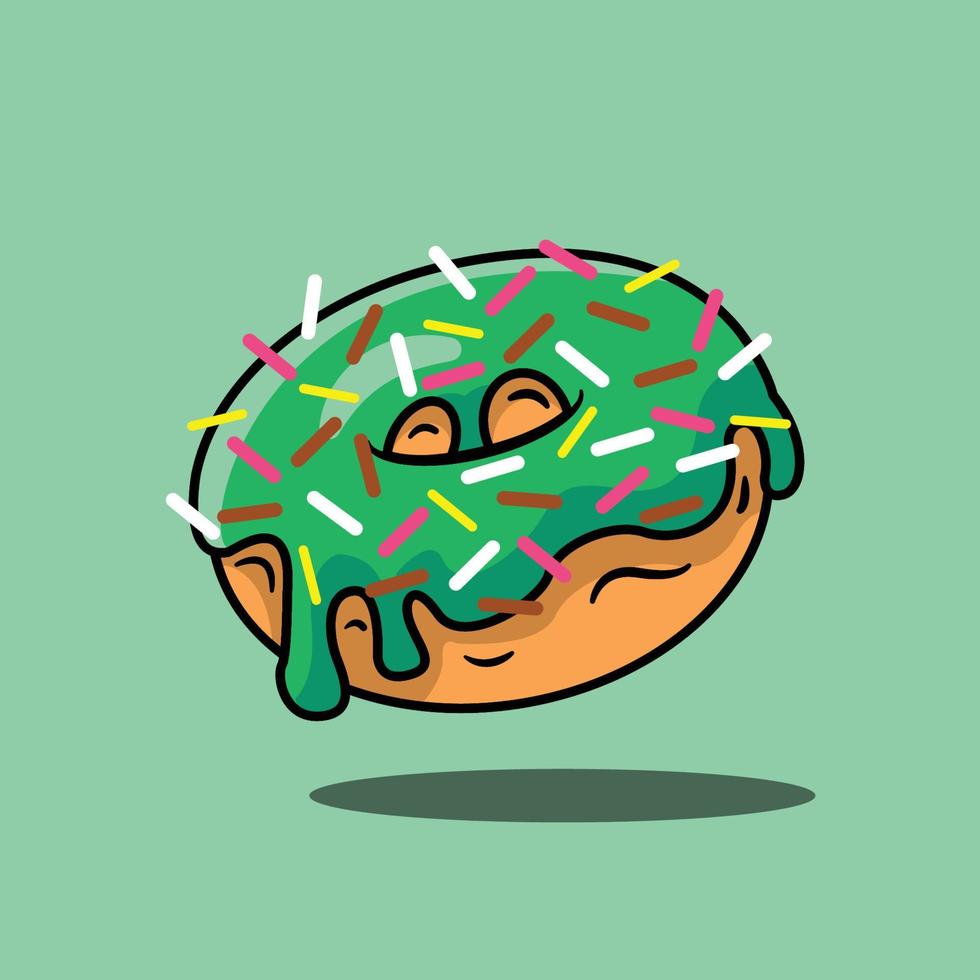 donut con cobertura de matcha derretida vector