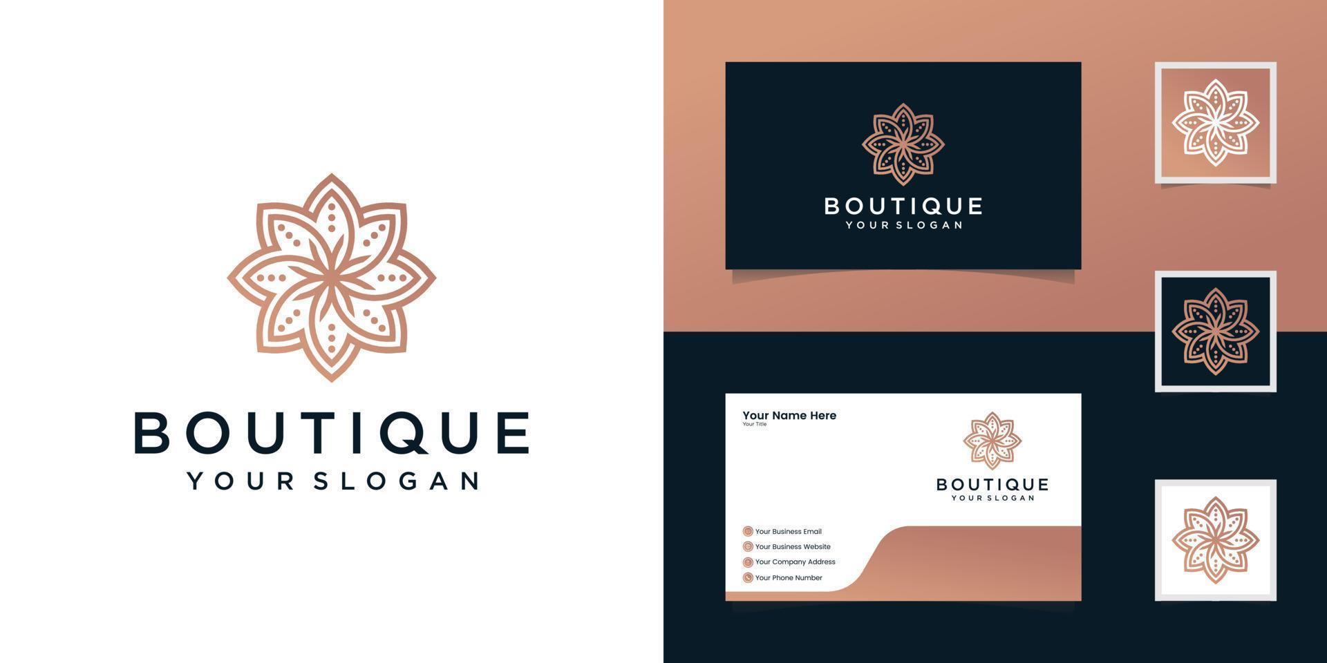 diseño de logotipo de flores con estilo de arte de línea. el logo puede usarse para spa, salón de belleza, decoración, boutique. y tarjetas de visita vector