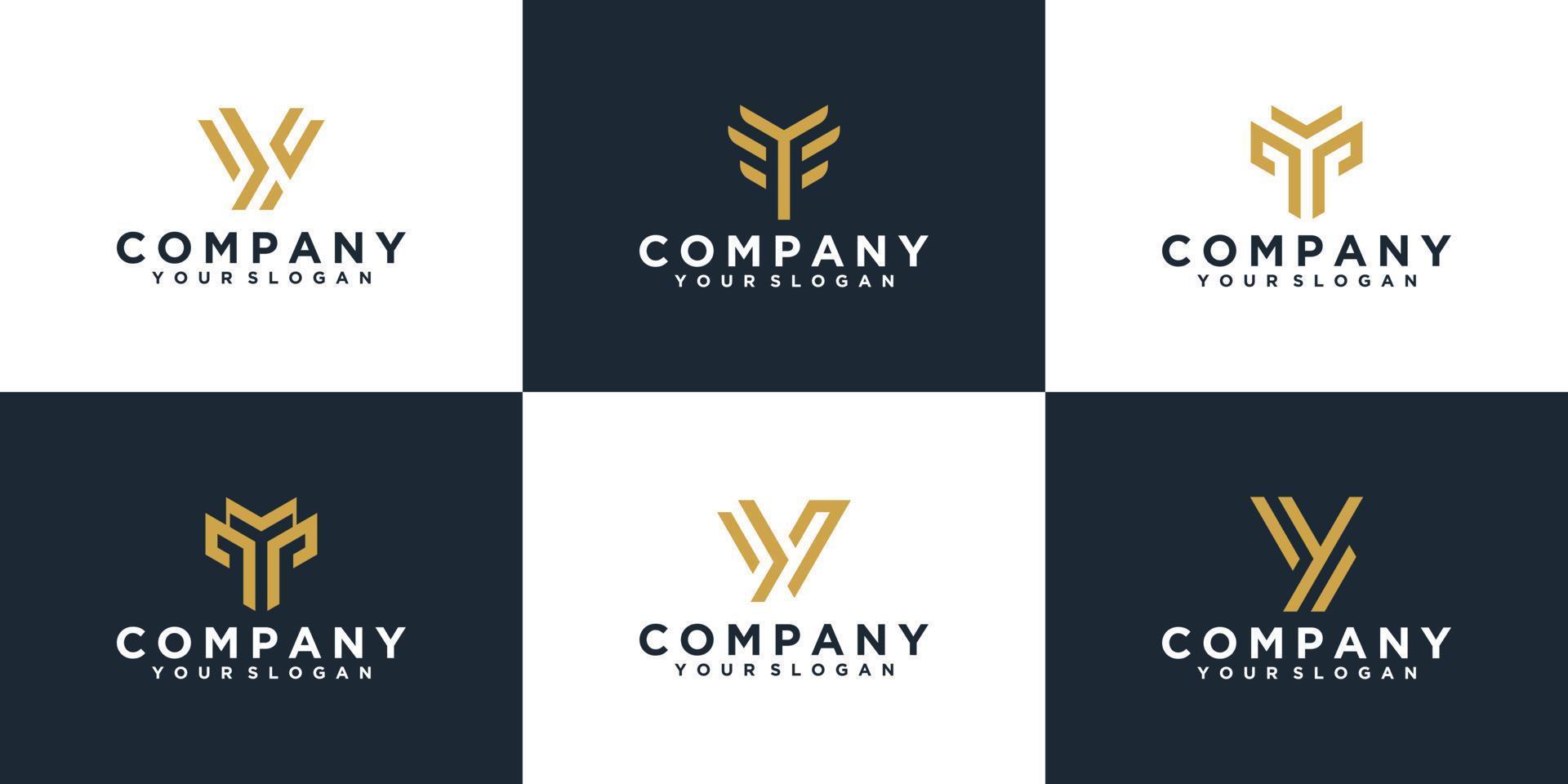 Set of creative monogram letter y logo design inspiration template for consulting, initials, financial companies vector