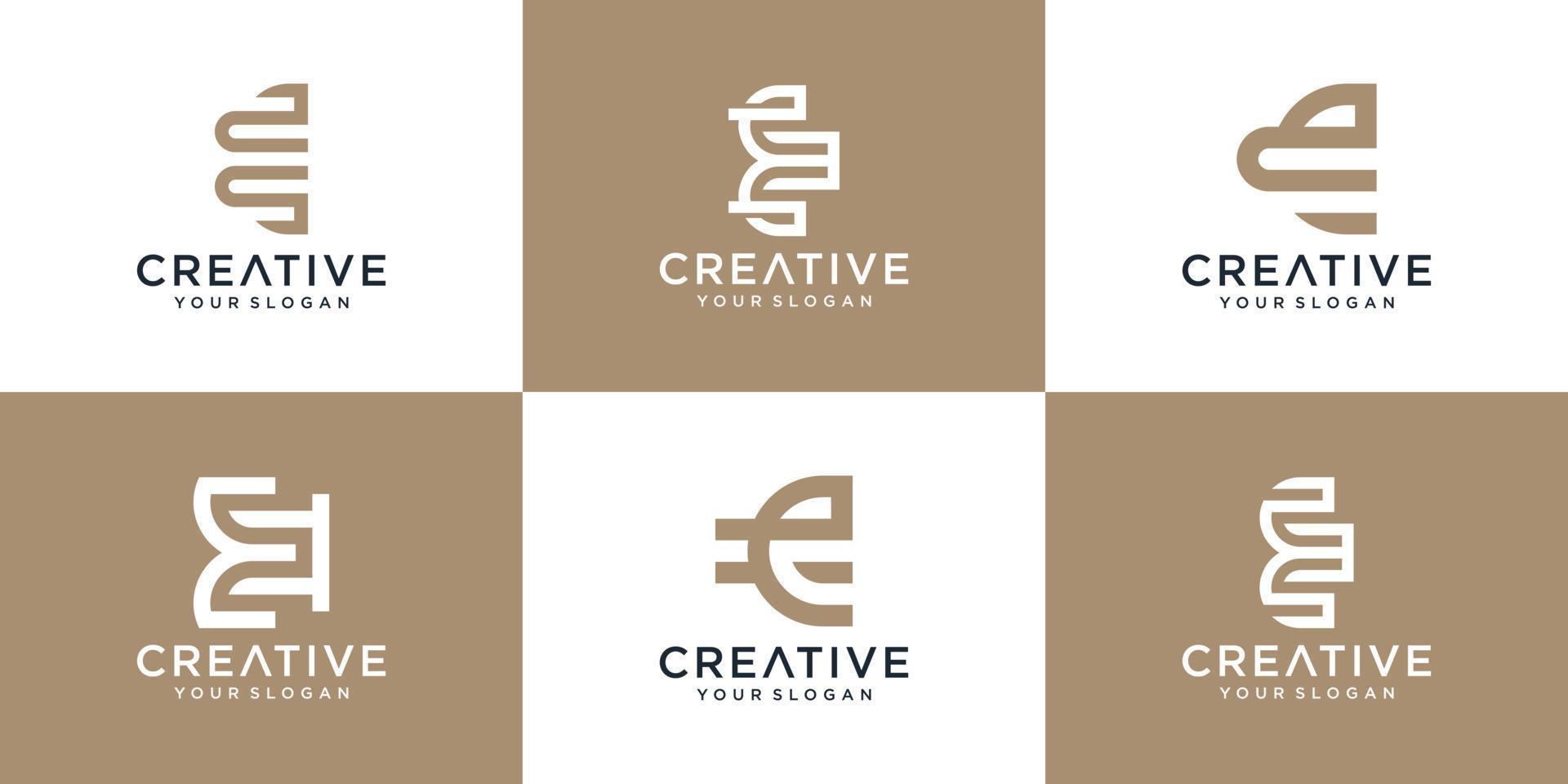 set of monogram letter f logo design template vector