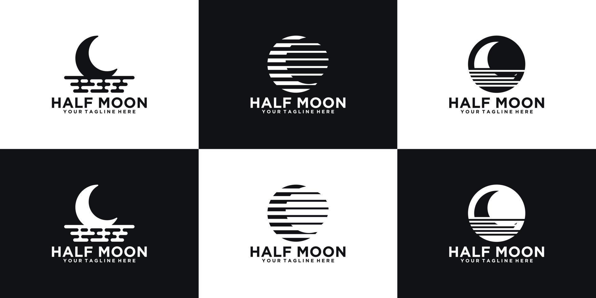 collection of half moon logo design inspiration vector