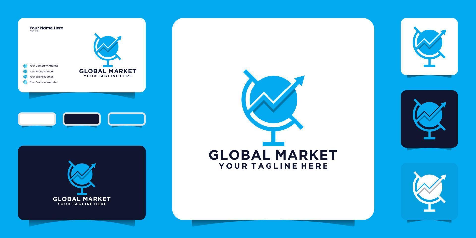 global market logo and business card design inspiration vector