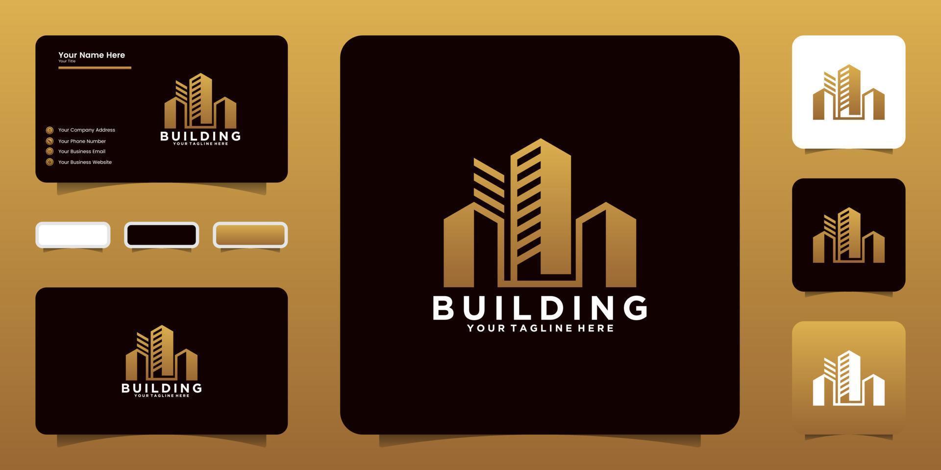 urban high-rise logo design inspiration, buildings, cities, and business cards vector