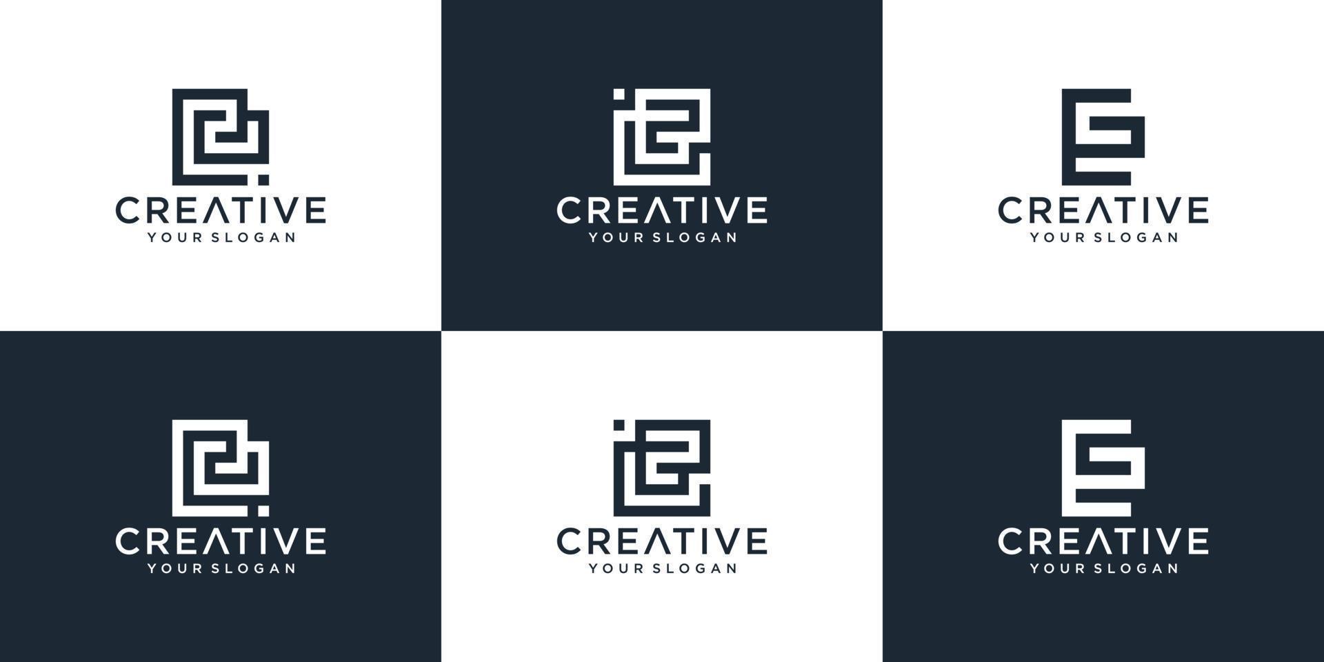 Set of abstract monogram letter eg logo template vector