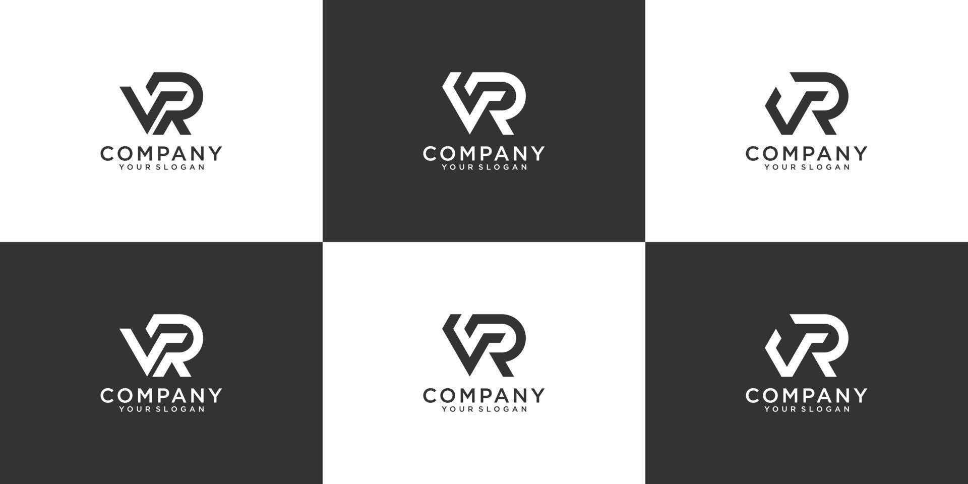 conjunto de colección de diseño de logotipo de letra creativa vr vector