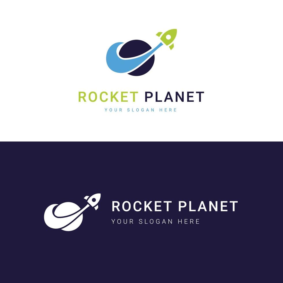 plantilla de logotipo de planeta cohete, logotipo perfecto para empresas relacionadas con la industria espacial. ilustración vectorial espacial. vector