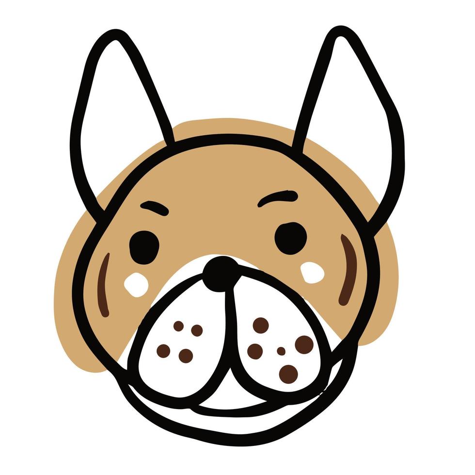 cabeza de arte de línea simple de bulldog francés vector