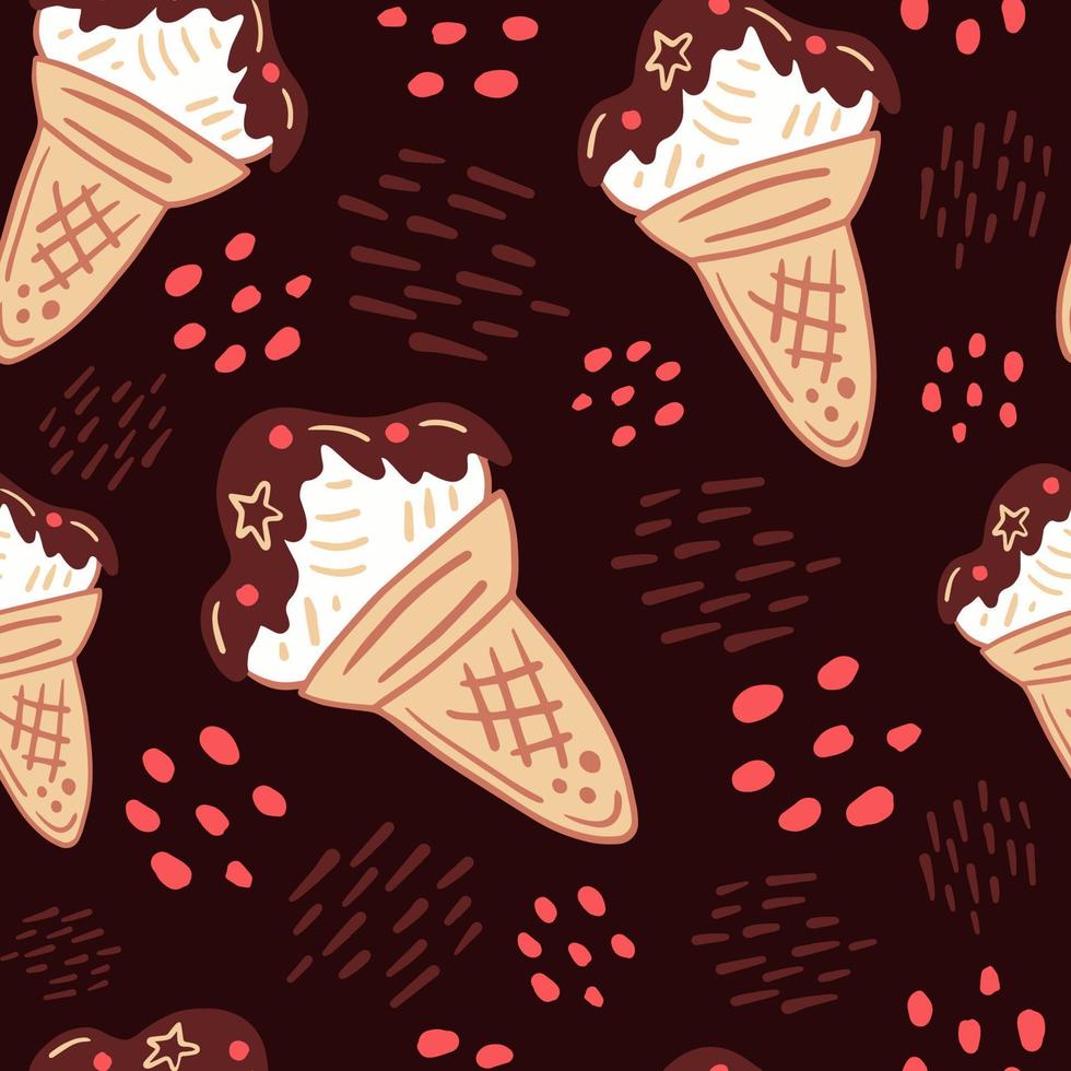 helado de chocolate de patrones sin fisuras estilo doodle vector