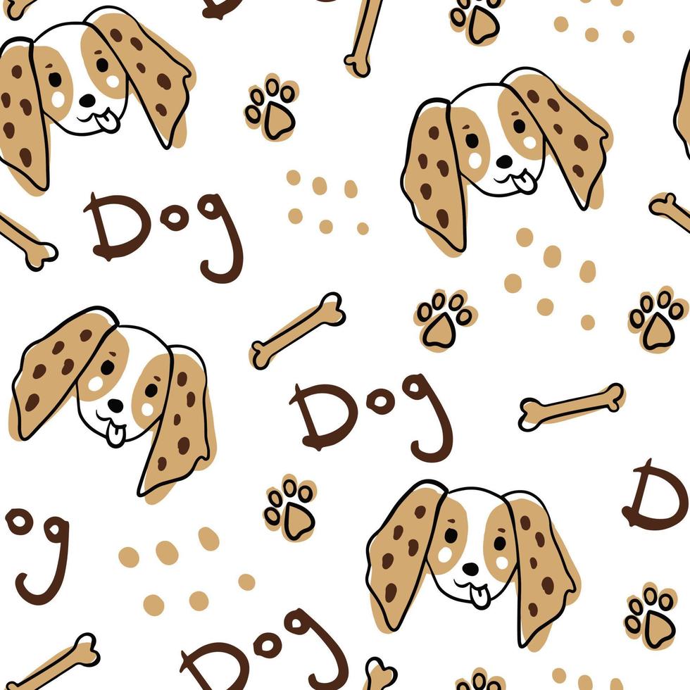 Funny dog doodle seamless pattern vector
