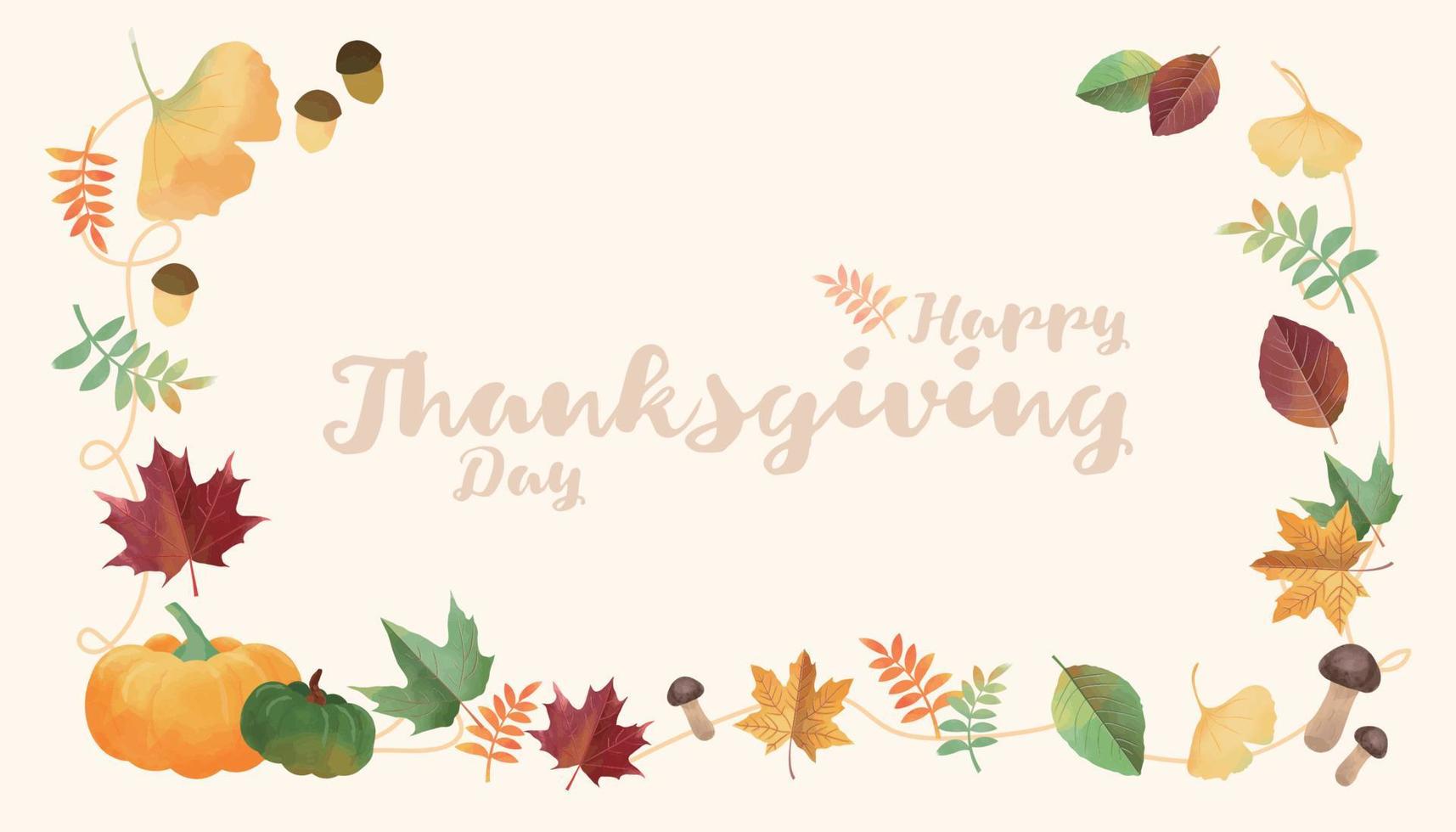 Happy Thanksgiving greeting card in hand drawn style vector